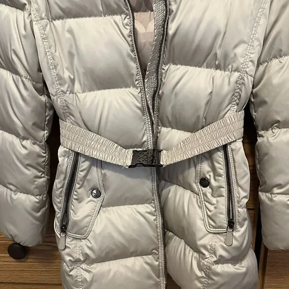 Women's Coach Beige Fur-Trimmed Puffer Jacket - Picture 4 of 11